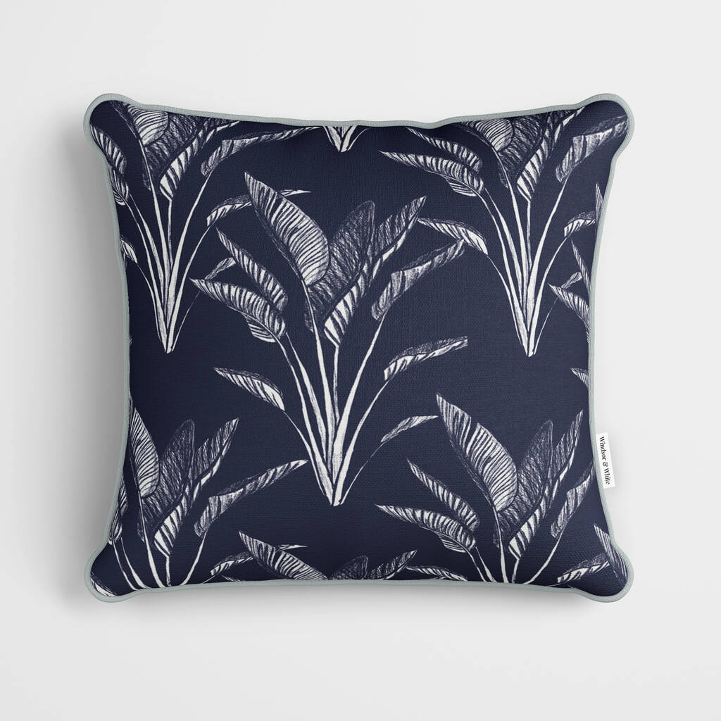 navy blue patterned cushions