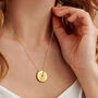 Birth Flower Disc Necklace In 18 Carat Gold Vermeil, thumbnail 2 of 12