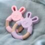 Bunny Silicone And Beech Wood Teether, thumbnail 3 of 6