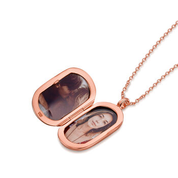Mens 18 K Rose Gold Plated Oval Tag Locket, 2 of 6