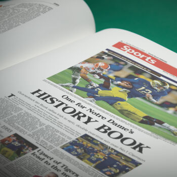 Notre Dame Fighting Irish College Football Personalised Gift Newspaper History Book, 3 of 10