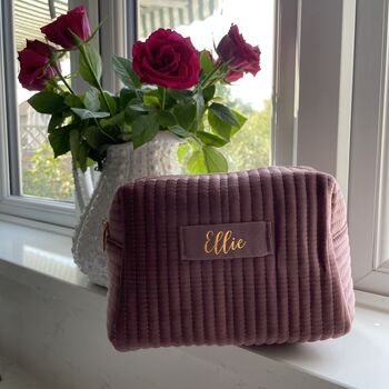 Personalised Soft Velvet Pleated Makeup Cosmetic Cube Bag, 8 of 12