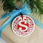 Set Of Five Papercut Wreath Initial Gift Tags, thumbnail 1 of 3