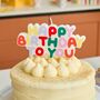Colourful Happy Birthday To You Cake Candle, thumbnail 1 of 3