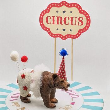 Personalised Circus Grizzly Bear Cake Topper, 4 of 6