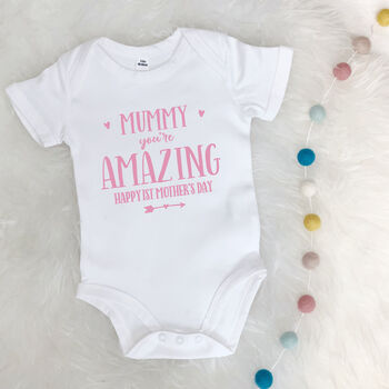 Mummy You're Amazing Happy Mother's Day Babygrow, 5 of 9