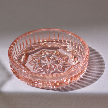 Vintage Glass Round Trinket Bowl / Dish Light Pink, 3 of 3