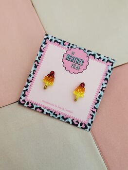 Rocket Ice Lolly Glitter Resin Studs / Holiday Jewellery / Colourful Resin Accessories / Gift For Her, 3 of 5