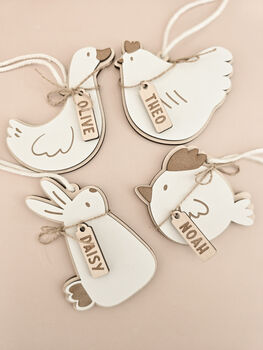 Set Of Four Personalised Wooden Easter Tree Decorations, 2 of 7