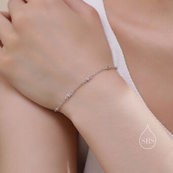 Sterling Silver Extra Delicate Pink Cz Bezel Bracelet, 7 of 12