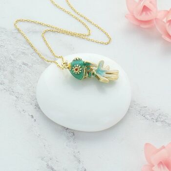 Moving Fish Tail Charm Necklace Greens, 2 of 3