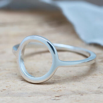Silver Circle Ring. Geometric Ring, 2 of 8