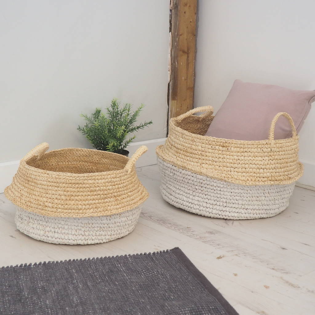 Natural Wicker Baskets Two Sizes By Za Za Homes