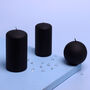 G Decor Henry Velvet Matt Soft Black Pillar Candles, thumbnail 2 of 5