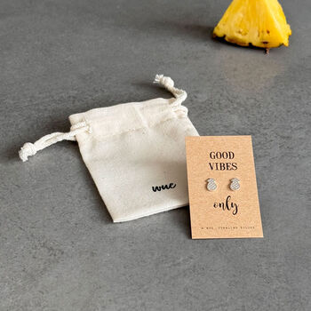 Good Vibes Only Pineapple Earrings In Sterling Silver, 3 of 4