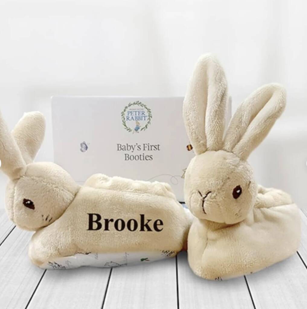 Personalised Peter Rabbit Baby Booties, 1 of 3