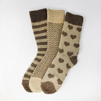 Christmas Cosy Neutral Coffee And Cream Coloured Socks With Personalised Label, Warm Socks, Thick Socks, Cosy Socks, 4 of 5