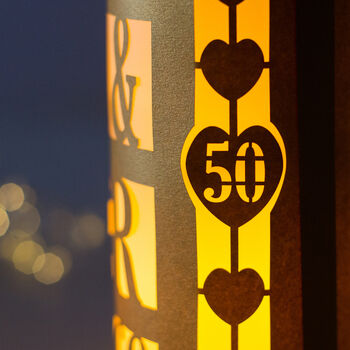 Personalised Golden Wedding 50th Anniversary Lantern, 3 of 4