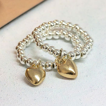 Beaded Stretch Heart Charm Ring, 4 of 8