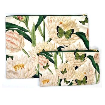 Velvet Make Up Bags Peony And Emerald Butterfly, 2 of 5