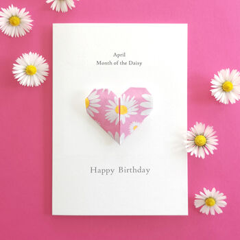 Personalised Birth Flower Origami Heart Card, 5 of 12