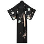 Silk Kimono Dressing Gown Royal Peacock | Black, thumbnail 2 of 10