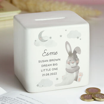 Personalised Baby Bunny Money Box, 4 of 6