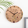 Wildflowers Personalised Family Home Cherry Wood Clock, thumbnail 1 of 3