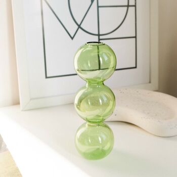 Finn Bubble Green And Clear Glass Vase, 2 of 4
