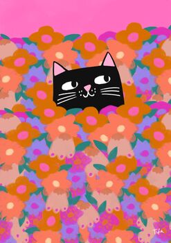 Cat In The Flowers Print, 2 of 2