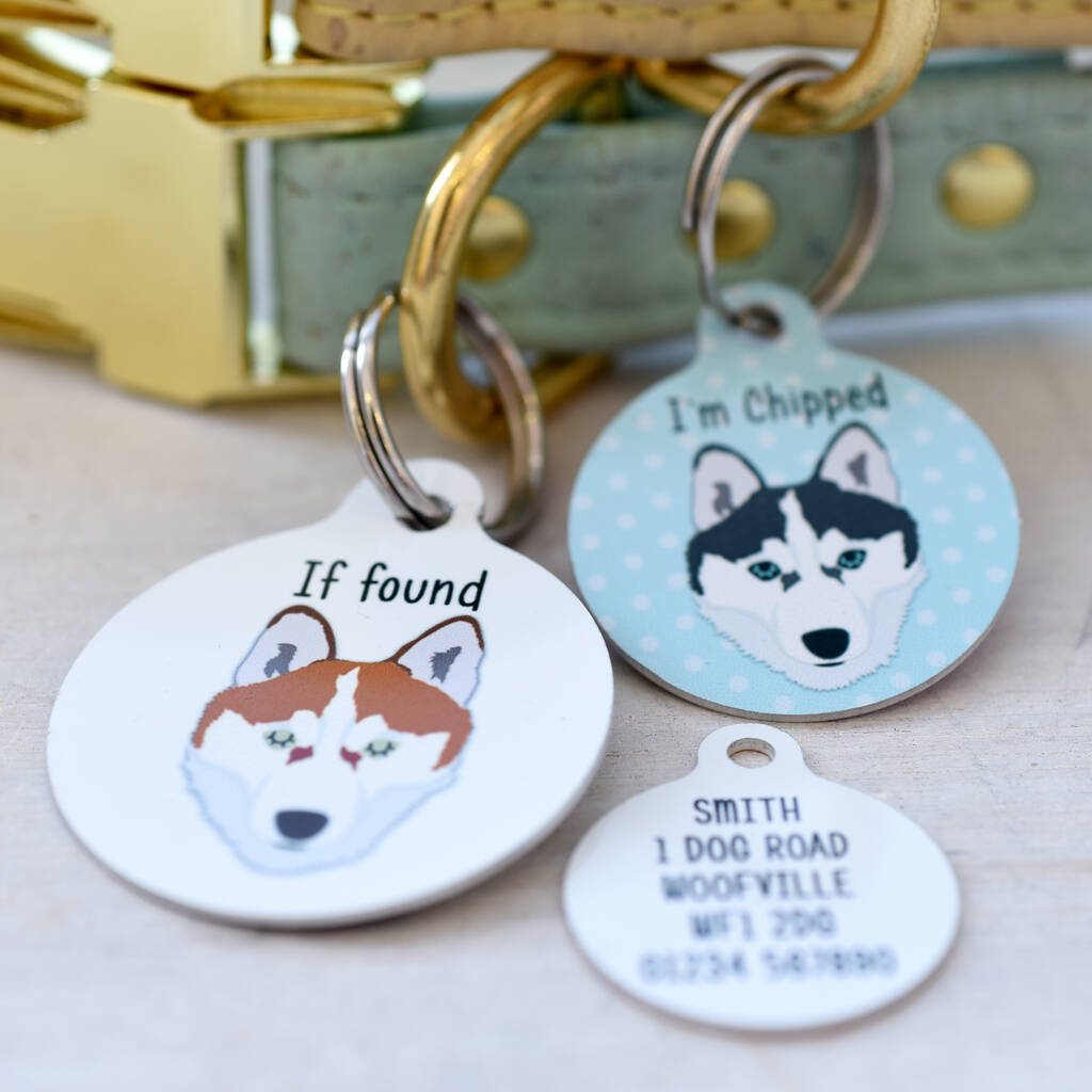Husky Personalised Dog Name ID Tag By Hoobynoo