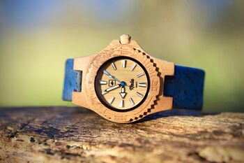 Nalu Small Bamboo Watch With Blue Cork Strap, 7 of 9