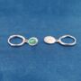 925 Sterling Silver Green Gemstone Hoop Earrings, thumbnail 4 of 7