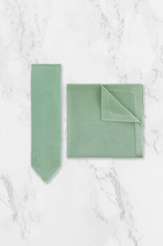 Wedding Handmade Polyester Knitted Tie In Sage Green, 7 of 8