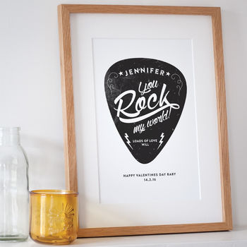Personalised 'You Rock My World' Guitar Pick Print, 4 of 12