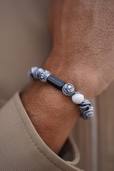 Thomas And George 10mm Agate And Tiger Eye Bead Bracelet, 2 of 2