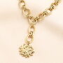 Stainless Steel Hammered Sun Pendant Necklace In Gold, thumbnail 2 of 3