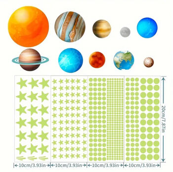 Space Planets Solar System Fluorescent Vinyl Stickers, 5 of 5