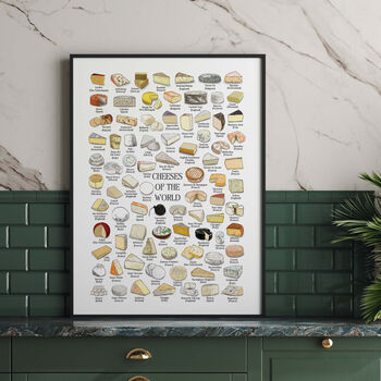 Cheese Of The World Print, Cheese Lover Art Poster, 2 of 12