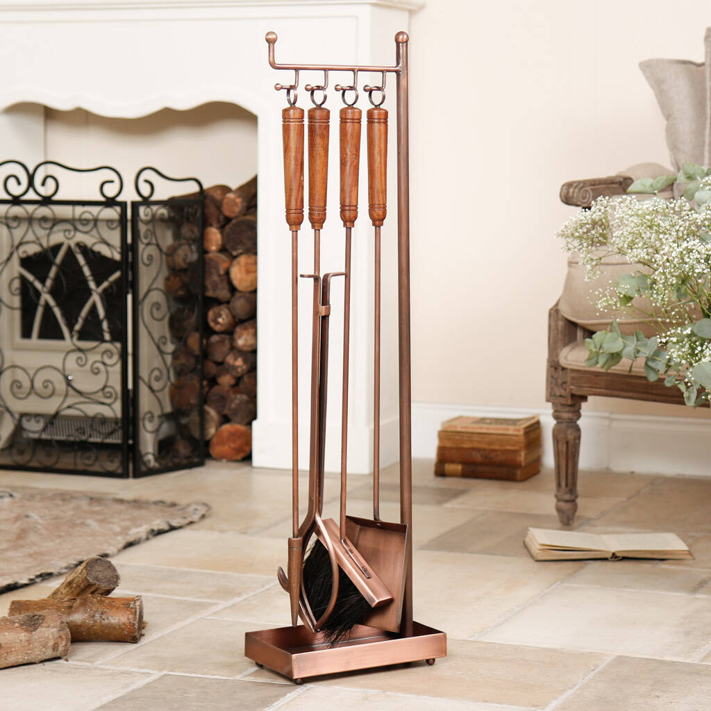 Copper Four Piece Fireside Companion Set By Dibor