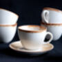 White Set Of Six Handmade Porcelain Tea Cup With Saucer, thumbnail 3 of 12