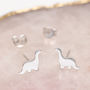 Sterling Silver Mini Dinosaur Earrings, thumbnail 1 of 5