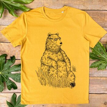 Sitting Bear Men's Organic T Shirt, 6 of 6