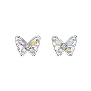Sterling Silver Butterfly Cz Stud Earrings, 4 of 4