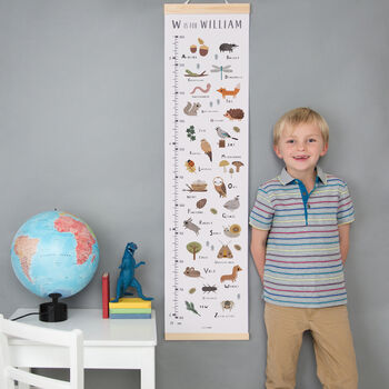 Personalised Woodland Alphabet Height Chart, 2 of 7