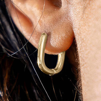Gold Plated Sterling Silver Rectangle Hoop Earrings, 2 of 6