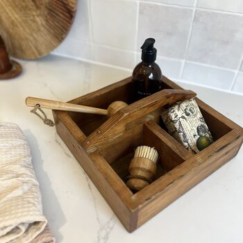 Vintage Wooden Tool Caddy | Bathroom Kitchen Storage, 5 of 5