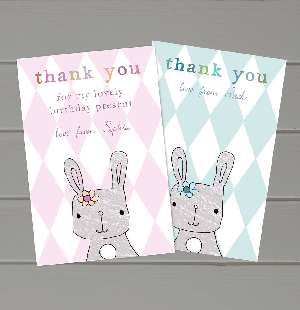 Personalised Bunny Thank You Cards