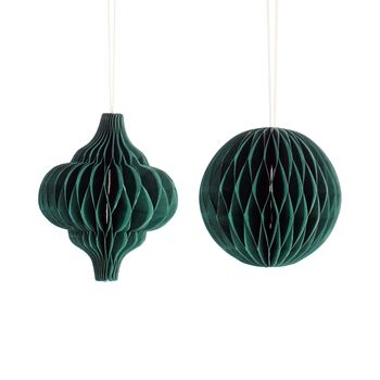 Set Of Two Recycled Paper Honeycomb Baubles, 3 of 3