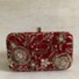 Red Handcrafted Velvet Clutch Bag, thumbnail 3 of 8